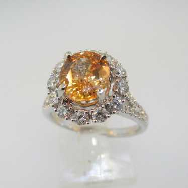 14k White Gold 1.94ct Orange Sapphire Ring With A… - image 1