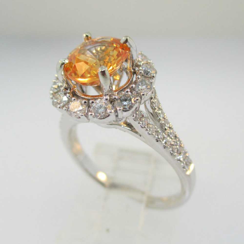 14k White Gold 1.94ct Orange Sapphire Ring With A… - image 3