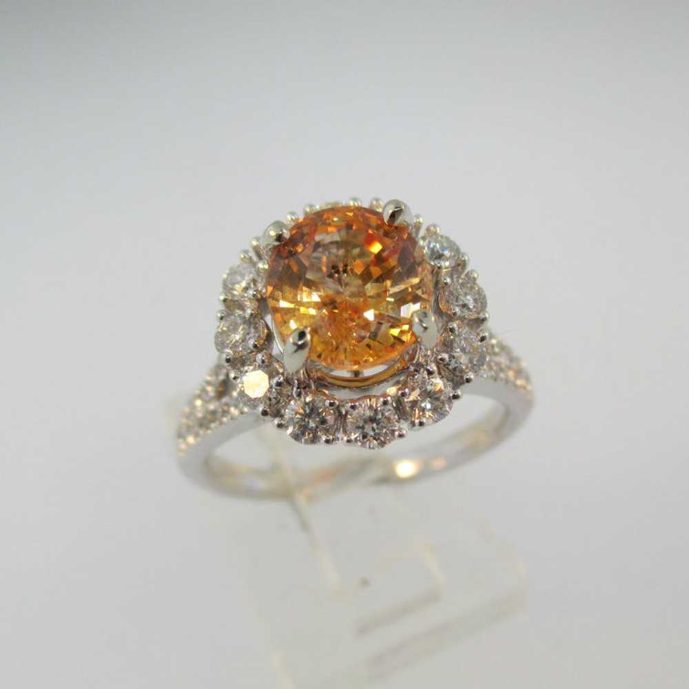 14k White Gold 1.94ct Orange Sapphire Ring With A… - image 4