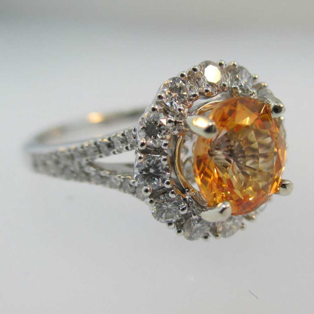 14k White Gold 1.94ct Orange Sapphire Ring With A… - image 5