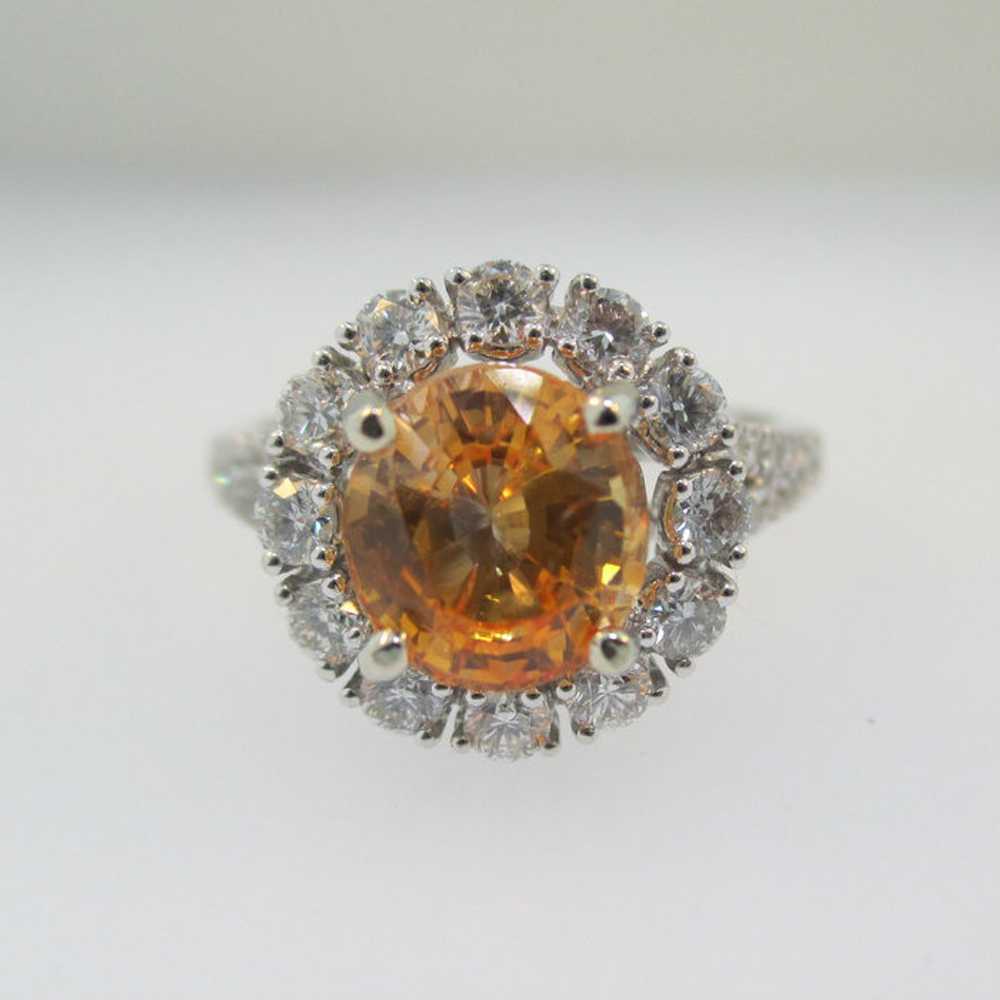 14k White Gold 1.94ct Orange Sapphire Ring With A… - image 6