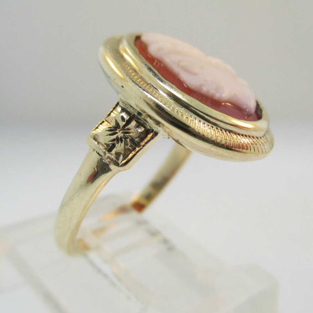 Vintage 10k Yellow Gold Cameo Ring Size 5 - image 5