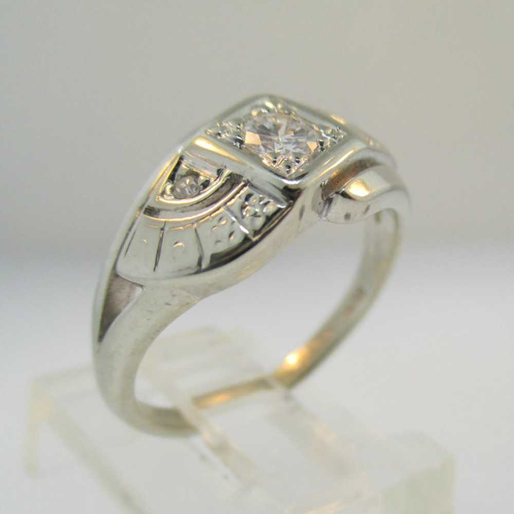 Vintage 14k White Gold Approx .22ct Round Brillia… - image 3