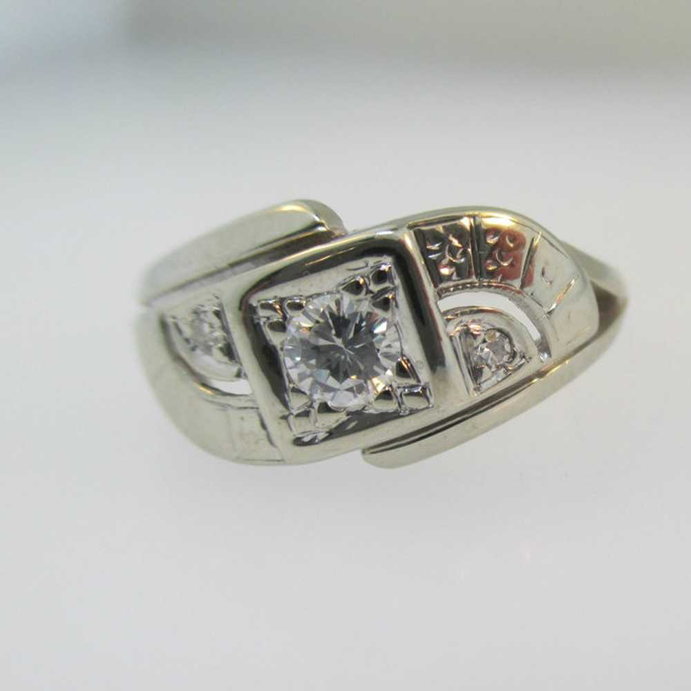 Vintage 14k White Gold Approx .22ct Round Brillia… - image 5