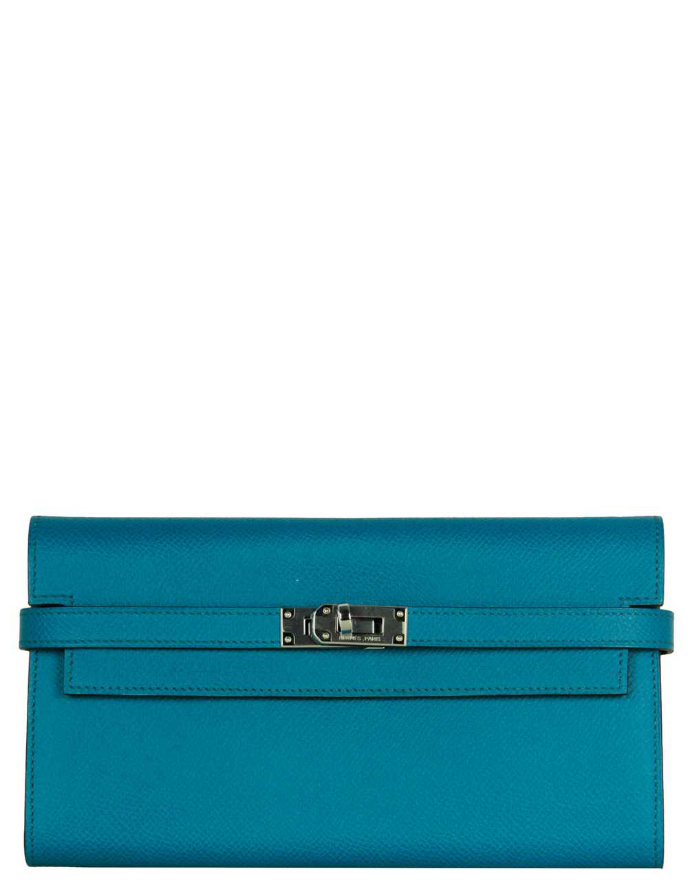 Hermes Colvert Blue Epsom Leather Kelly Longue Wa… - image 1