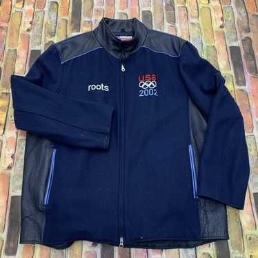 Roots XXL Official orders 2002 U.S. Olympic Team Wool/Leather Varsity Bomber Jacket