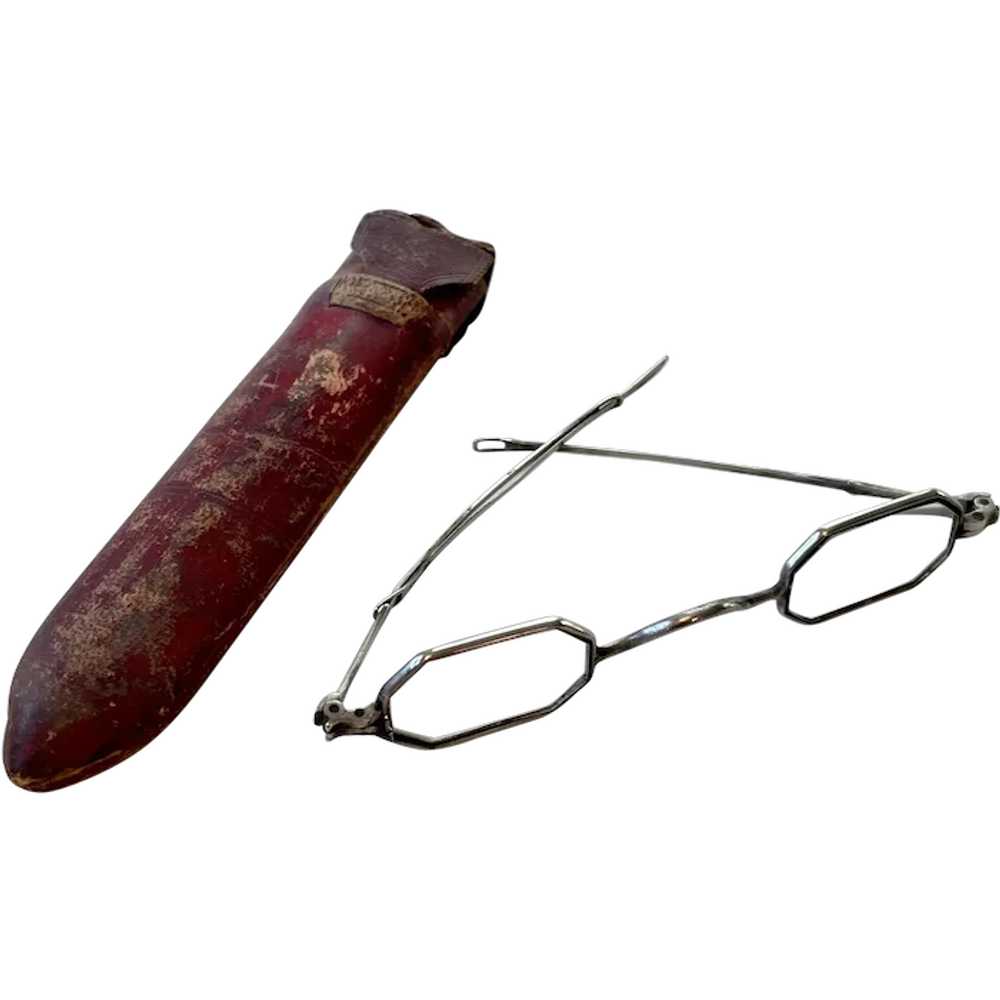 Antique Octagonal Eyeglasses with Leather Case - … - image 1
