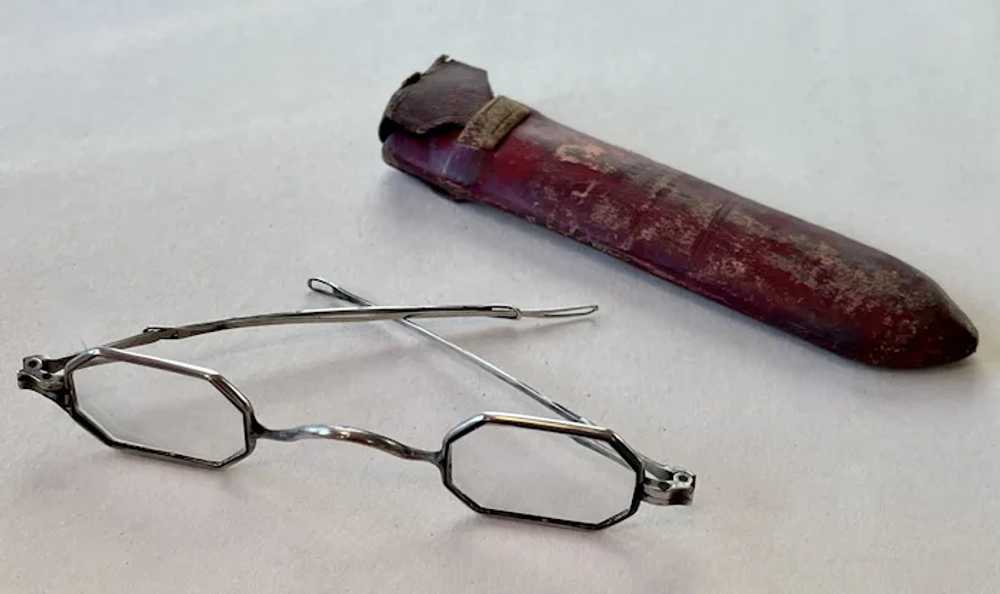 Antique Octagonal Eyeglasses with Leather Case - … - image 3