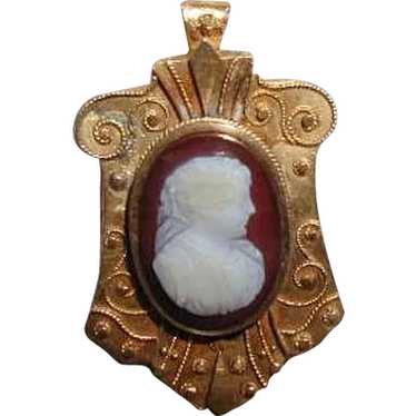 Antique Hardstone Cameo Brooch (Carnelian), 19th … - image 1