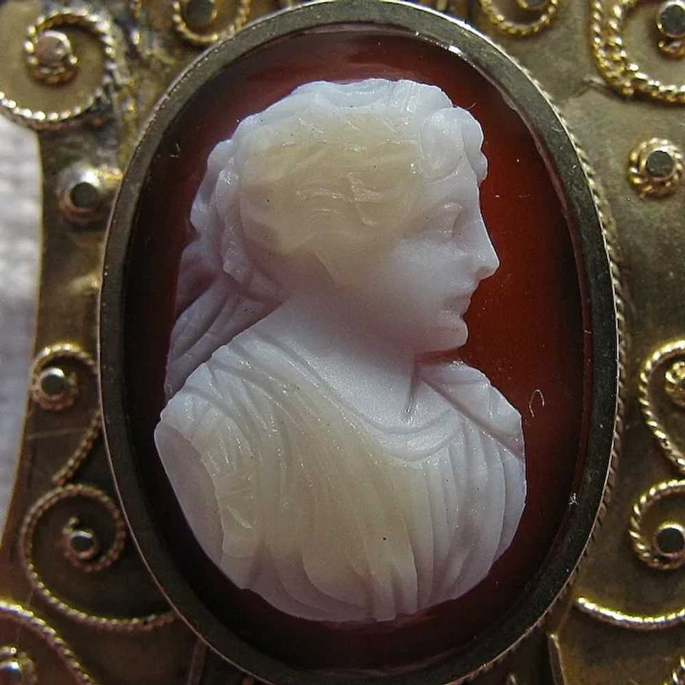 Antique Hardstone Cameo Brooch (Carnelian), 19th … - image 2