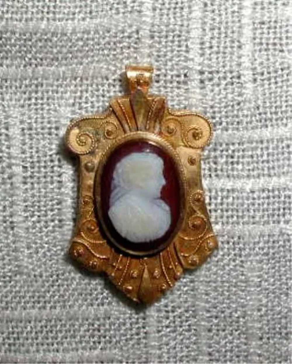 Antique Hardstone Cameo Brooch (Carnelian), 19th … - image 3