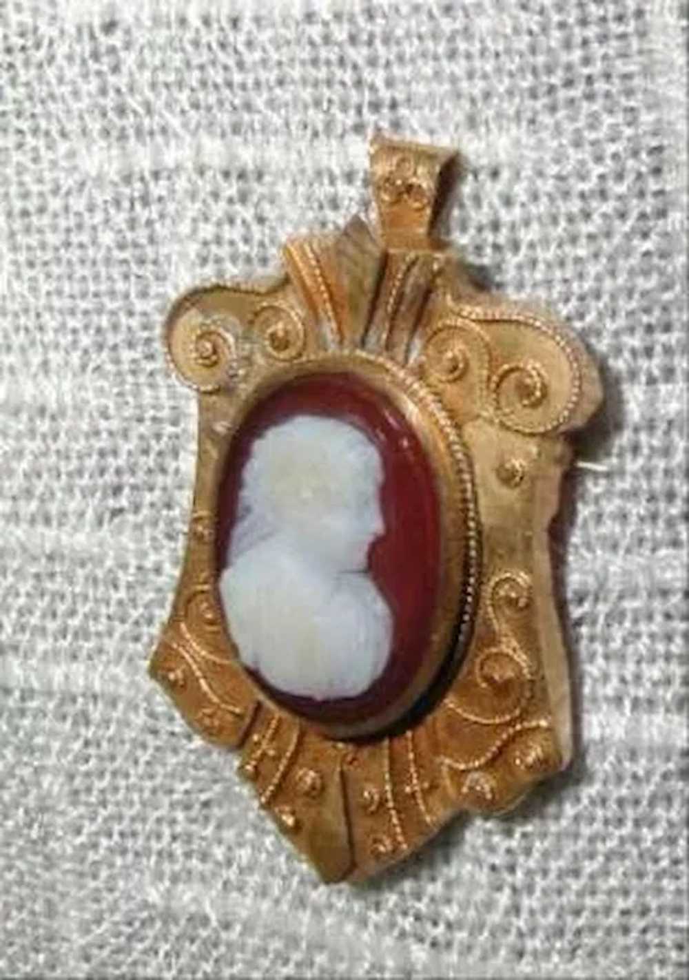 Antique Hardstone Cameo Brooch (Carnelian), 19th … - image 5