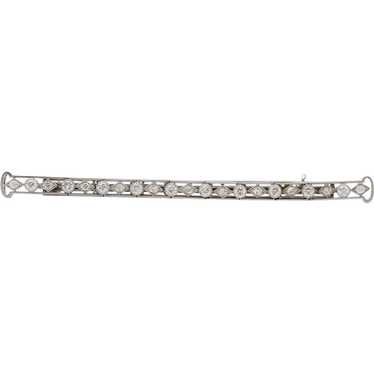 Vintage Platinum Diamond 3.5 Inches Wide Large Bar