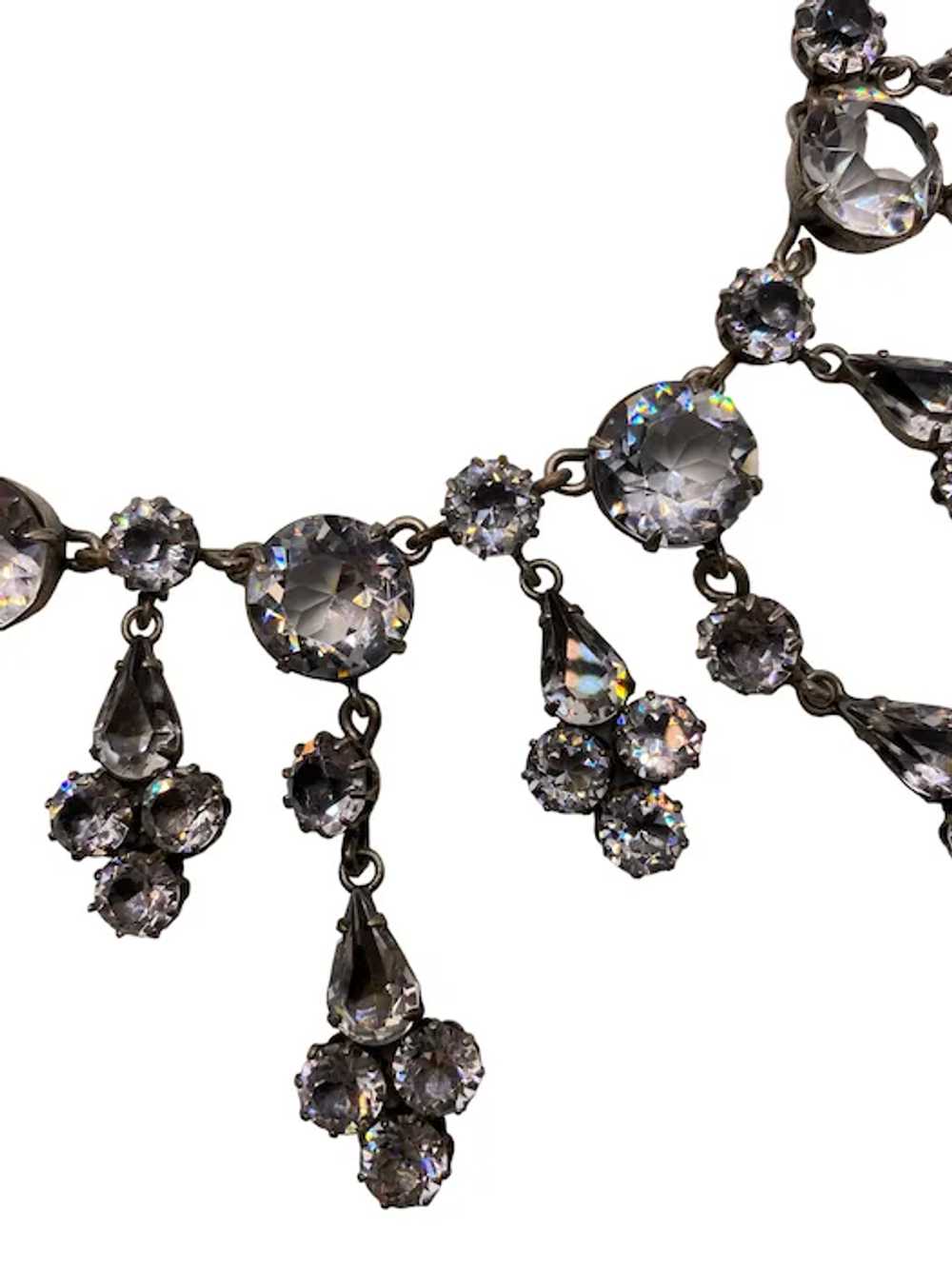 Huge Schreiner Clear Glass Dangle Bib Necklace - image 4