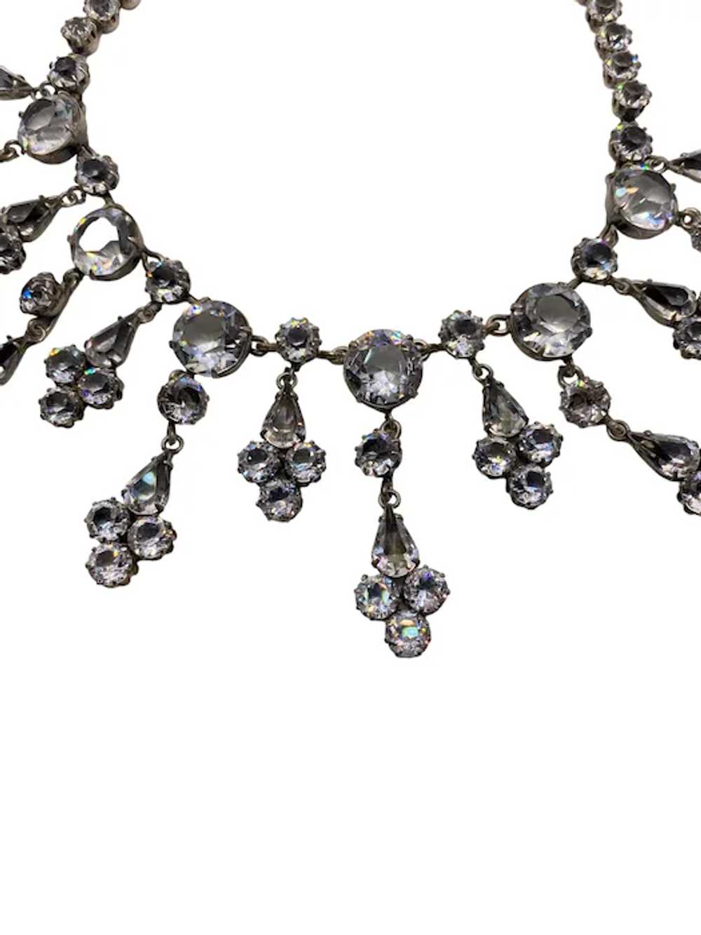 Huge Schreiner Clear Glass Dangle Bib Necklace - image 5