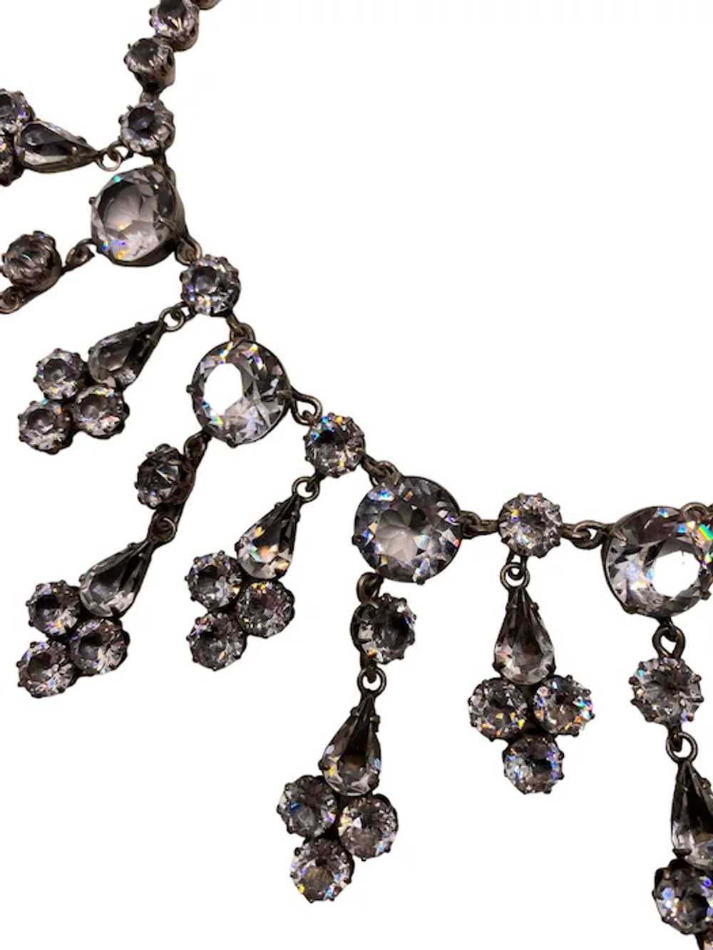 Huge Schreiner Clear Glass Dangle Bib Necklace - image 6