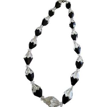Antique Art Deco 2 Stones Crystal Necklace [A1592]