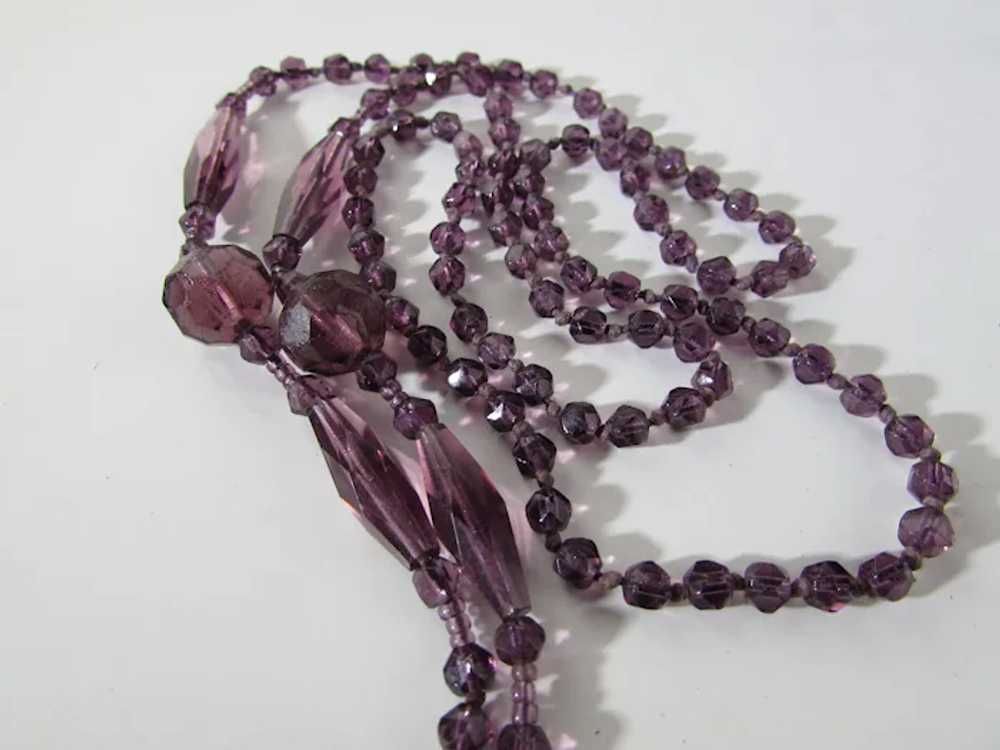 Purple Crystal Flapper Bead Necklace with Four Dr… - image 10