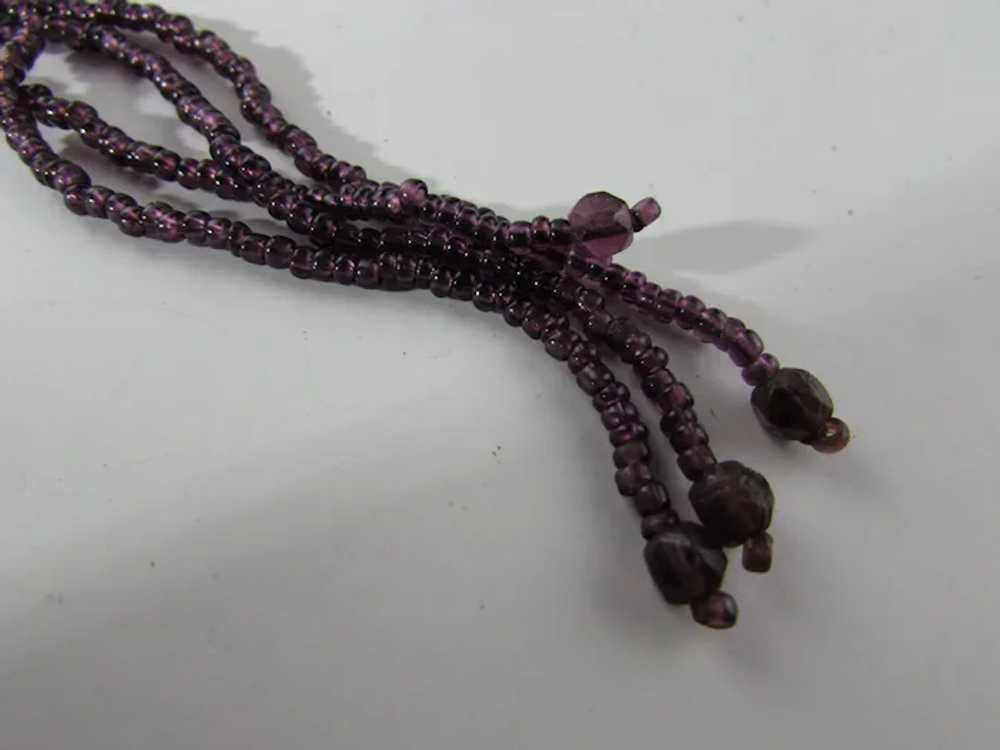 Purple Crystal Flapper Bead Necklace with Four Dr… - image 11