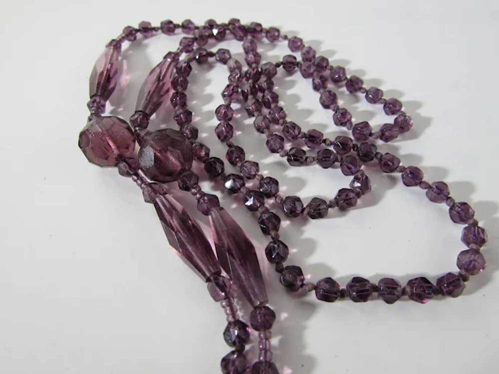 Purple Crystal Flapper Bead Necklace with Four Dr… - image 12