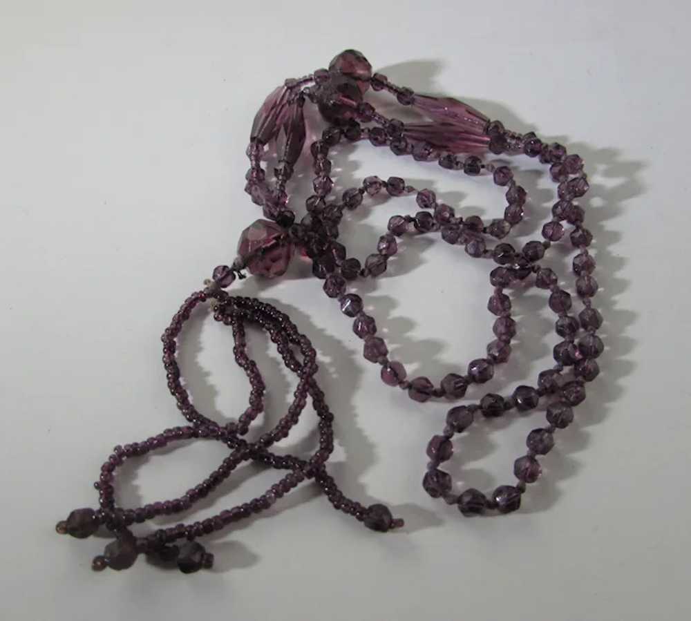 Purple Crystal Flapper Bead Necklace with Four Dr… - image 8