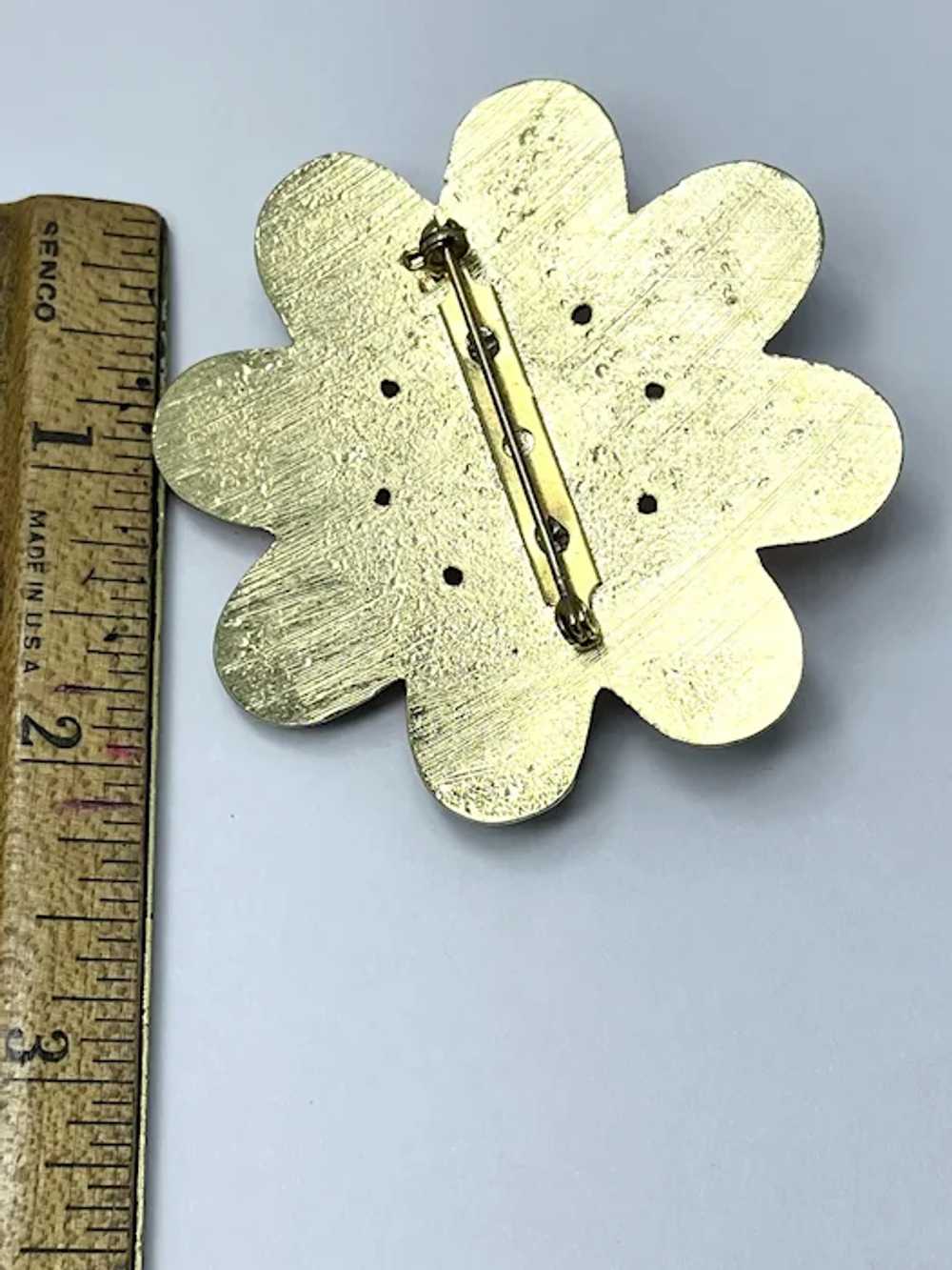 Vintage Jeweled Flower Brooch Pin - image 4