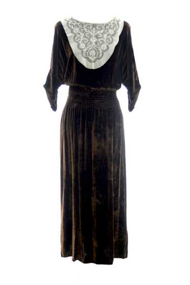 1920's Vintage Brown Velvet And Lace Dress