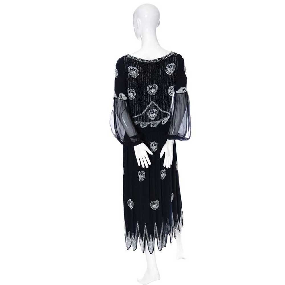 1920s Beaded Black Vintage Dress W/ Handkerchief … - image 3