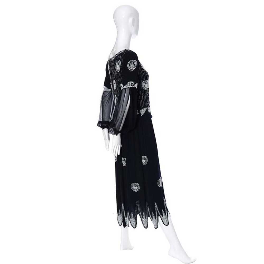 1920s Beaded Black Vintage Dress W/ Handkerchief … - image 4