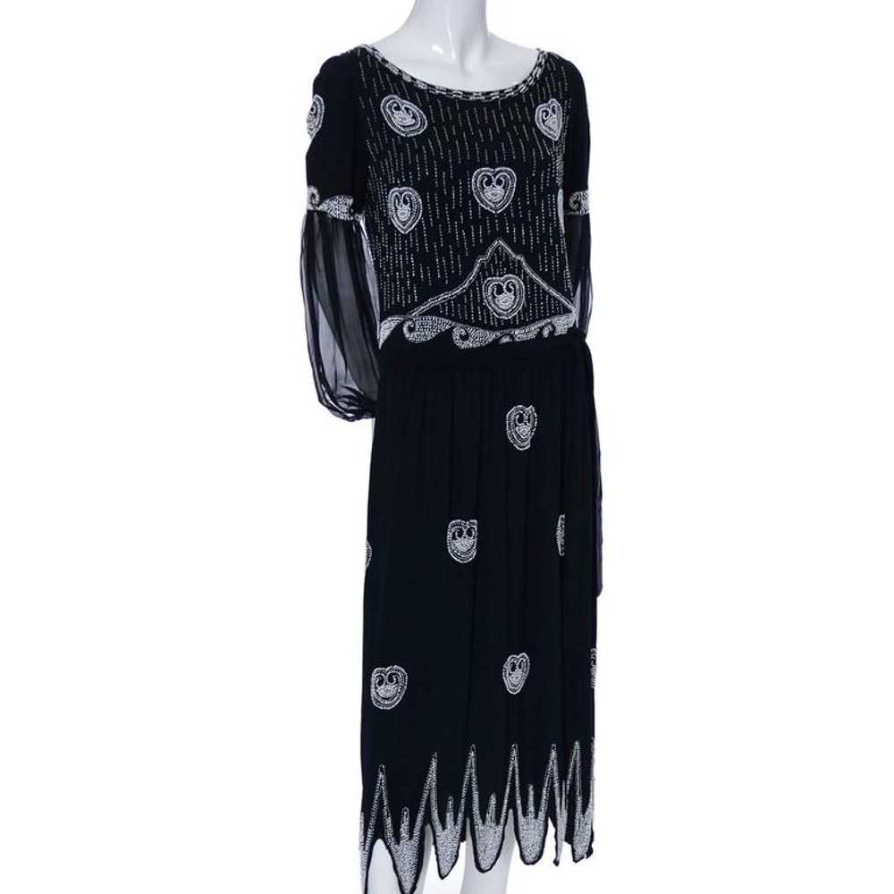 1920s Beaded Black Vintage Dress W/ Handkerchief … - image 5