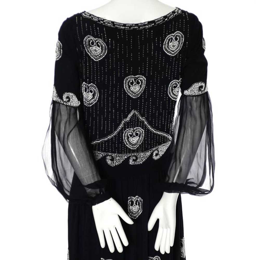 1920s Beaded Black Vintage Dress W/ Handkerchief … - image 6