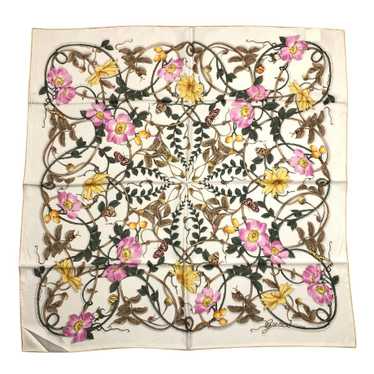 Gucci Gucci Ivory Pink & Yellow Floral Print Silk… - image 1