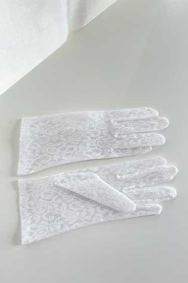 Vintage White Sheer Lace Gloves - image 1
