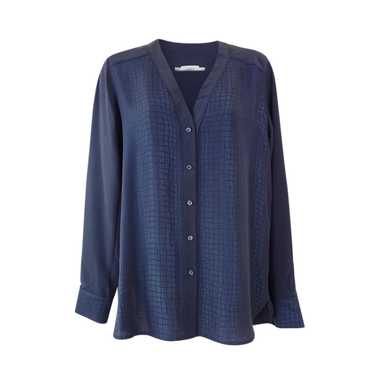 Vince Vince Navy Textured Long Sleeve Blouse - image 1