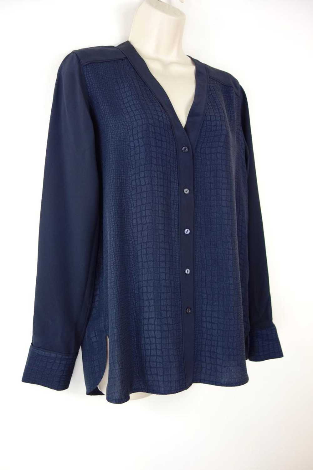 Vince Vince Navy Textured Long Sleeve Blouse - image 8