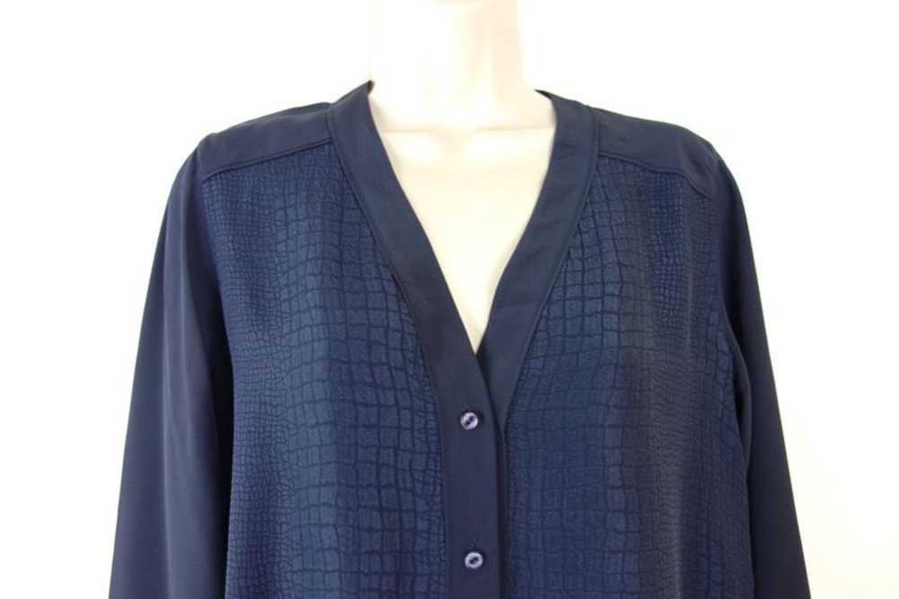 Vince Vince Navy Textured Long Sleeve Blouse - image 9