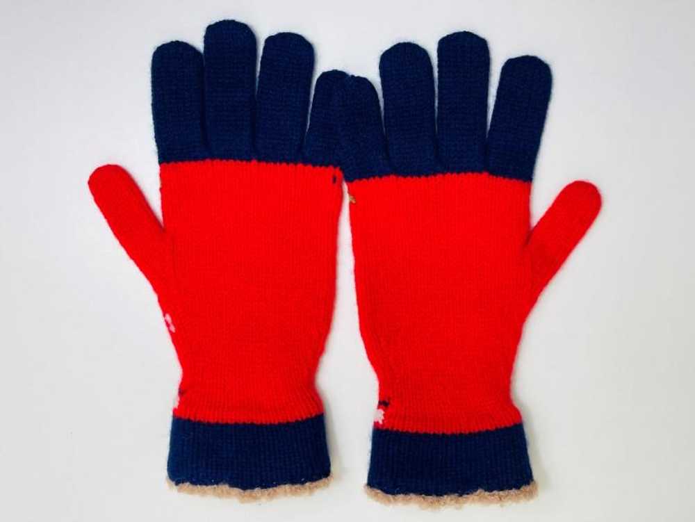 Gucci Gucci Fair Isle GG Knit Red & Blue Gloves -… - image 3