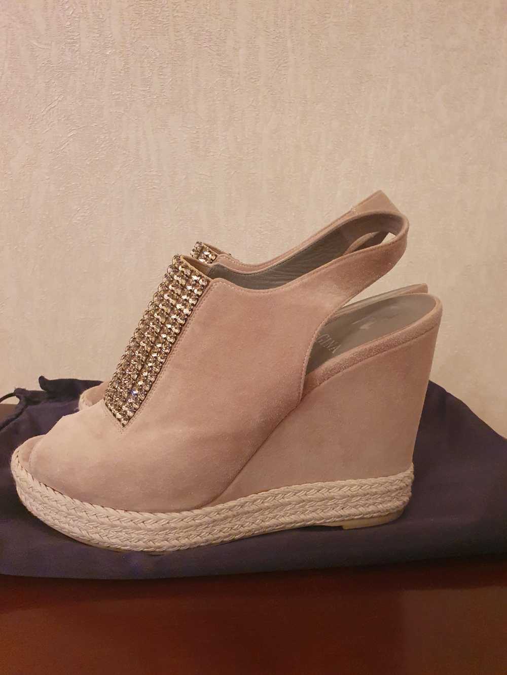 Gina Gina Suede Crystal Embellished Wedge Sandals - image 2