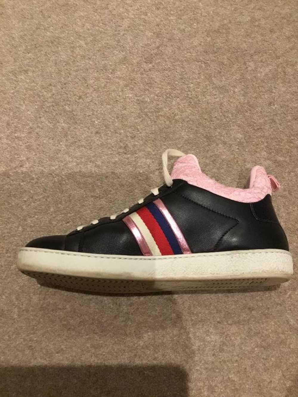 Gucci Gucci pink web lace black leather trainers - image 7