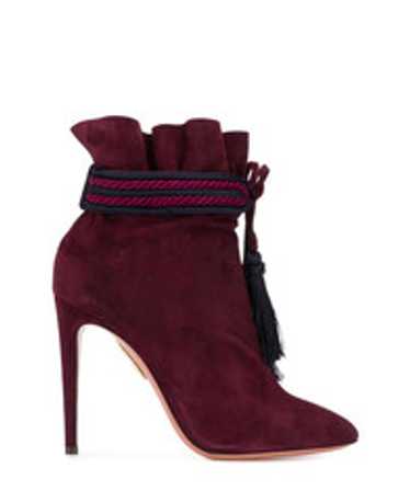 Aquazzura Aquazurra Burgundy Braid Ankle Strap Hee