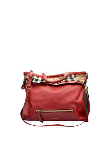 Burberry Red Leather/House Check Big Crush Bag - image 1