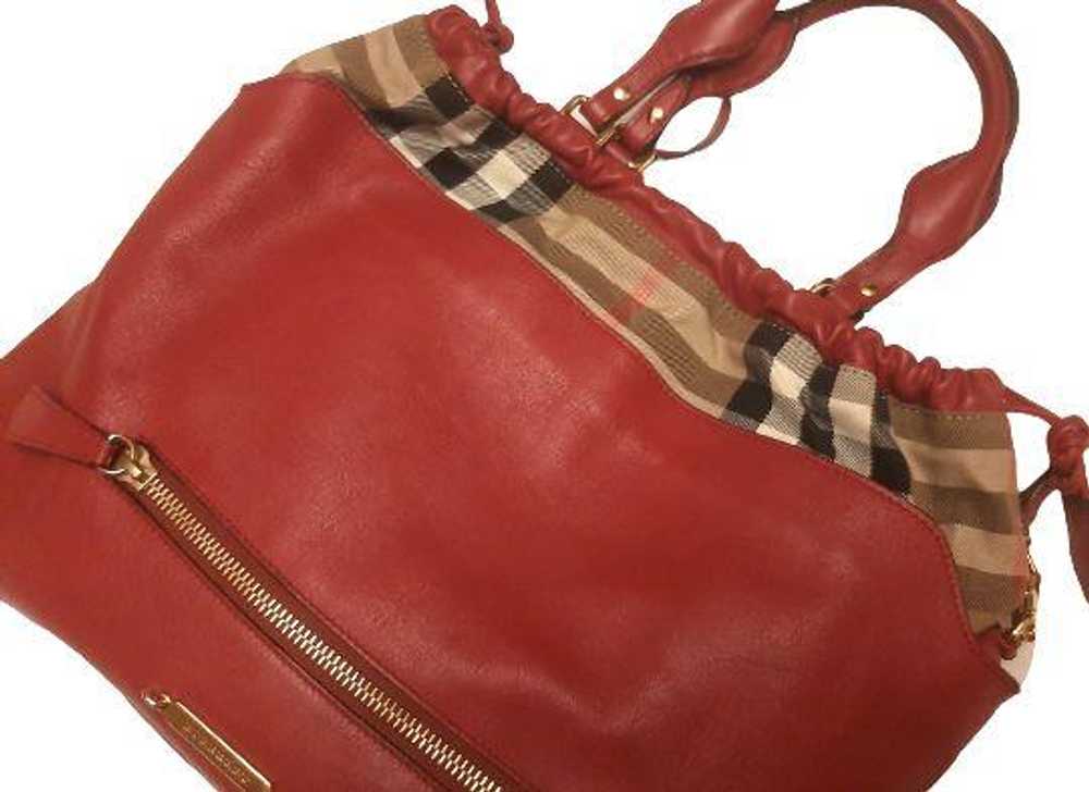 Burberry Red Leather/House Check Big Crush Bag - image 2