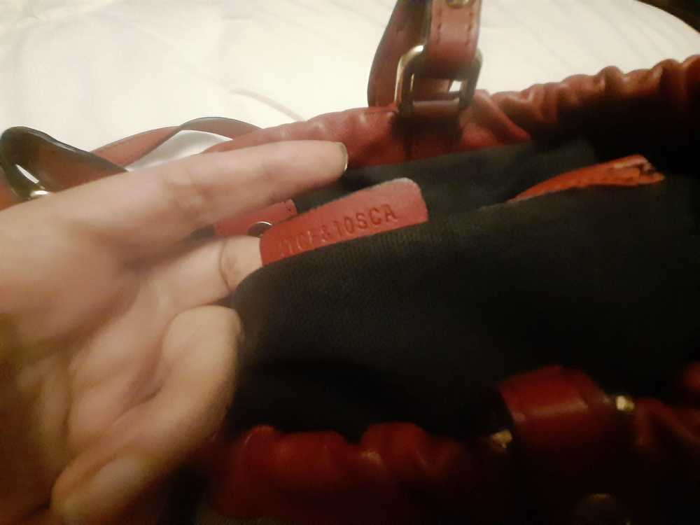 Burberry Red Leather/House Check Big Crush Bag - image 7