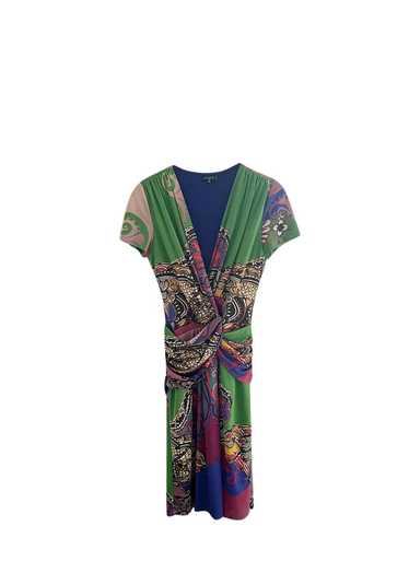 Etro Multicolour Paisley Print Draped Jersey Dress