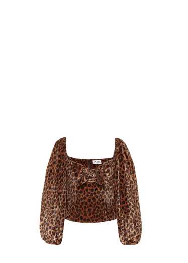 Attico Leopard Print Stretch Velvet Top