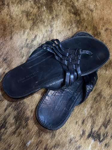 John Varvatos Black Woven Leather Sandals Summer, 