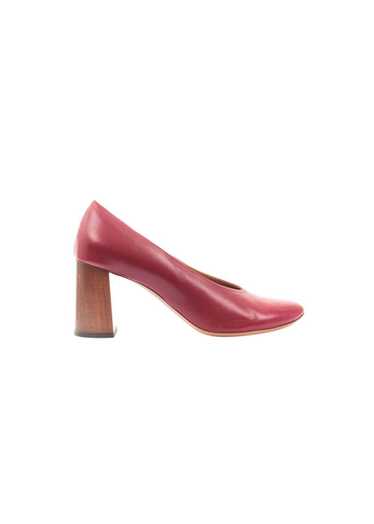 Chloe Red leather wooden block heeled pumps - image 1