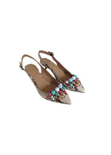 Aquazzura Snakeskin embellished Bon Bon slingback 