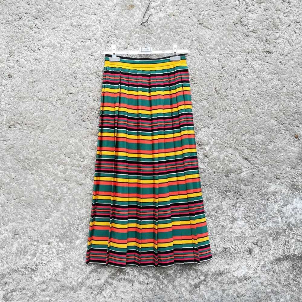 MaxMara Multicolour striped crepe pleated skirt - image 2