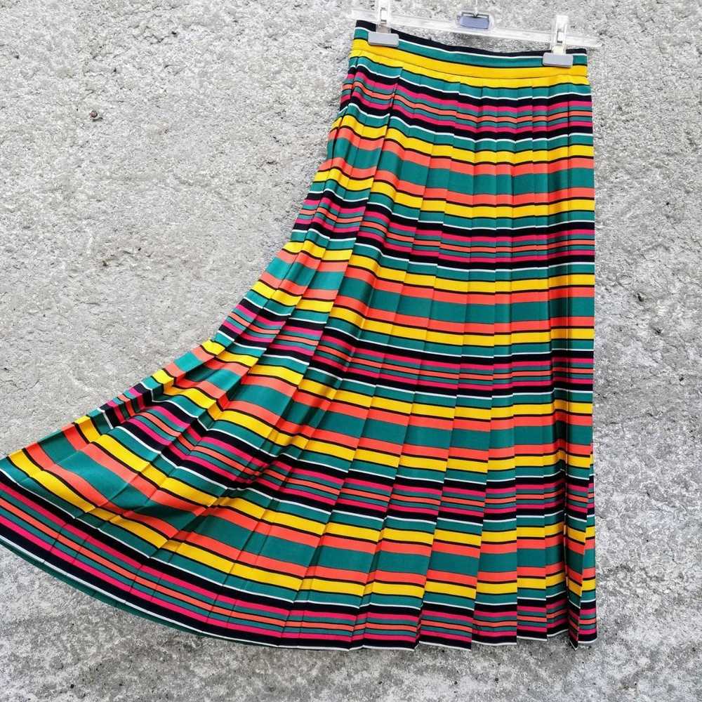 MaxMara Multicolour striped crepe pleated skirt - image 3